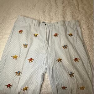 Castaway Nantucket Men’s size 46 horse seersucker pants Country Club Derby